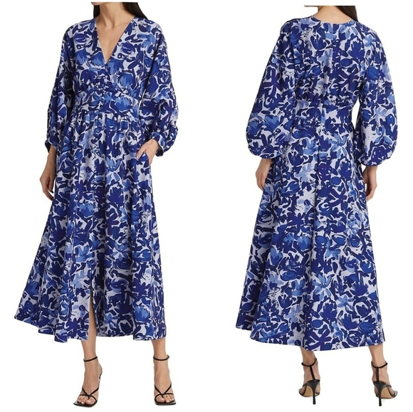 Lela Rose Tulip Crepe Floral Midi Dress - Picture 1 of 11